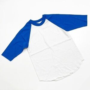 Soffe boys blue/white baseball 3/4 length raglan tee